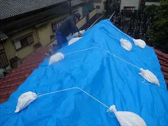 岡崎　ブルーシート　養生　雨漏り
